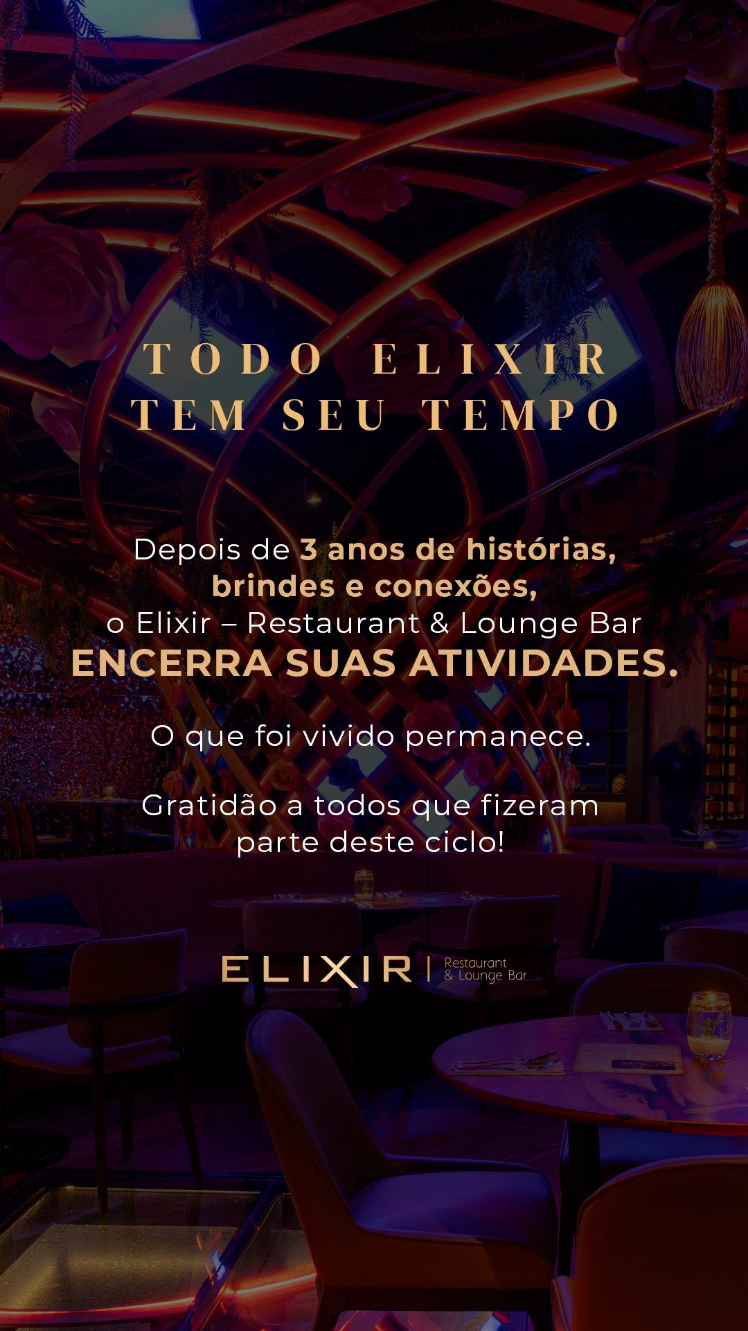 encerramento das atividades elixir restaurante campinas